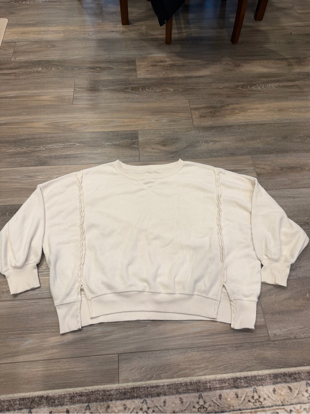 American Eagle Sweatshirt Ivory White Sherpa Fleece Crewneck Huggable Medium